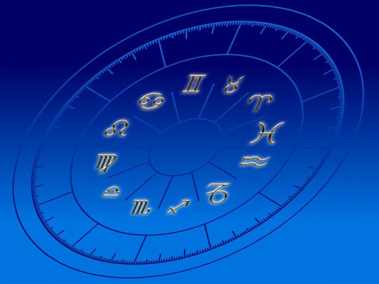 The zodiac wheel in the blue sky symbolizes a major tool of intuitive astrology.