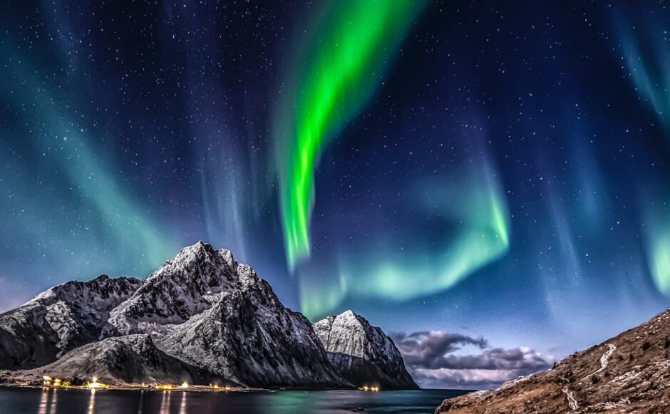 mountains and aurora borealis symbolizes emotional healing.