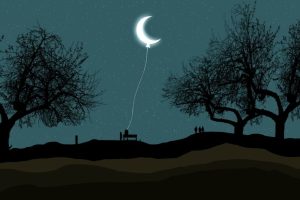 The moon on a kite string